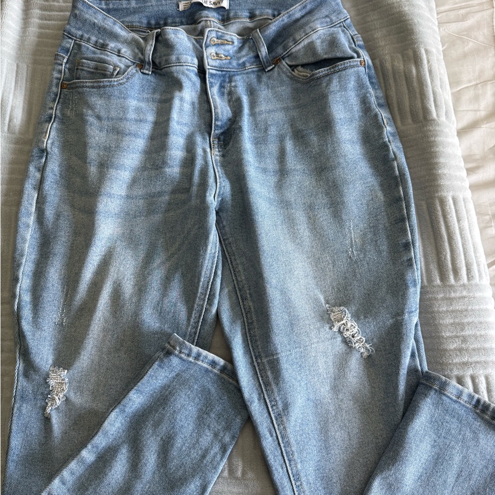 Women's Light Blue Distressed Skinny Jeans
